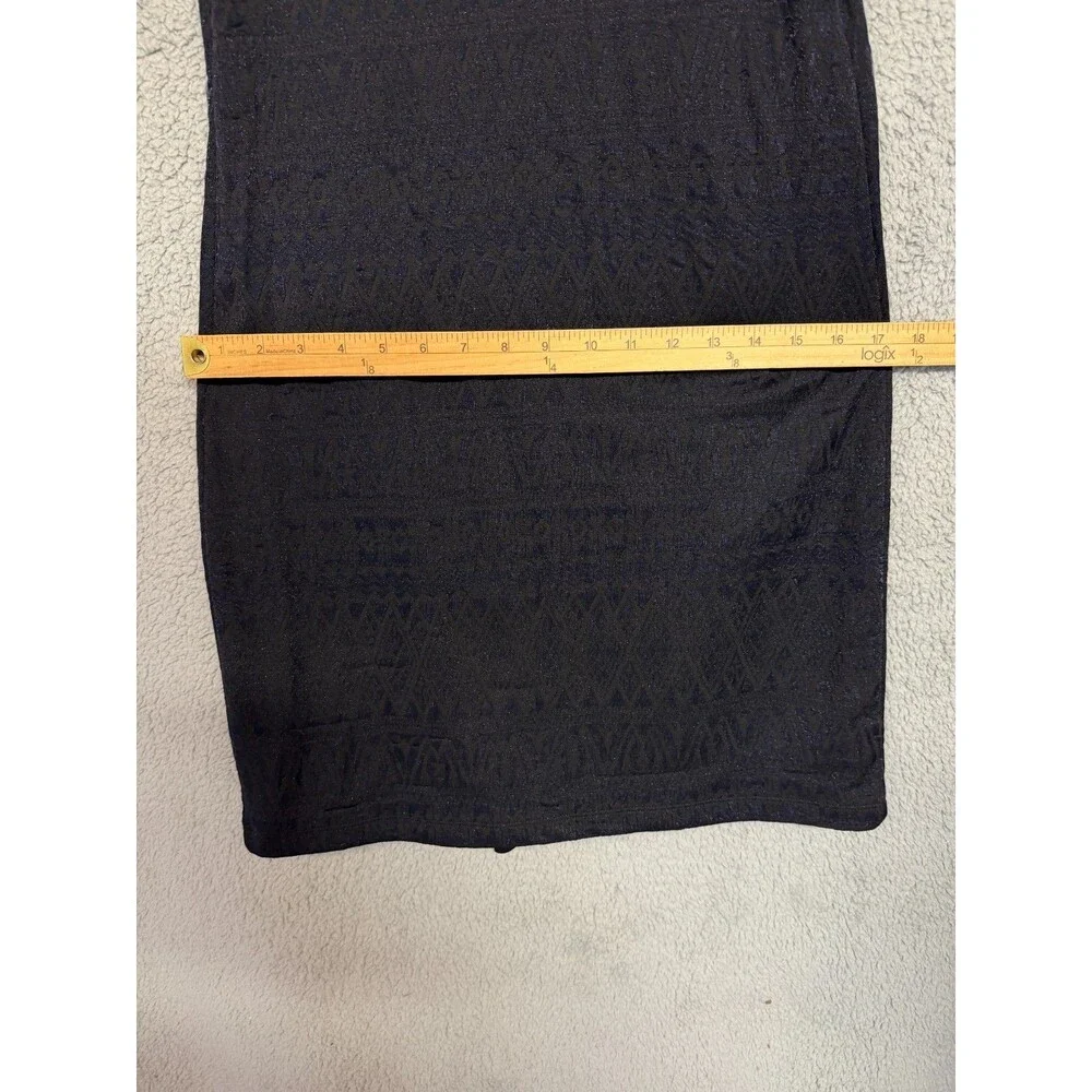 FREE PEOPLE Mini Dress Womens L Black Blue Jacquard Bodycon Textured Sleeveless